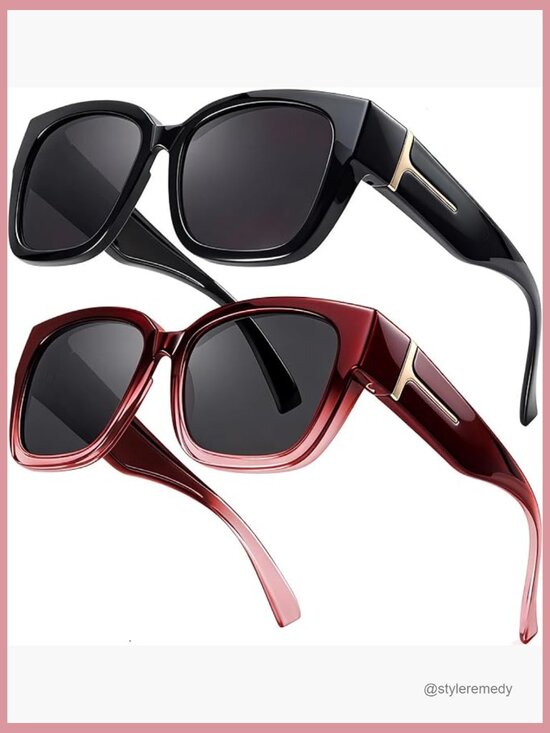 Polarized Fit Over Sunglasses with UV Protection, Square Oversized Frame main image 7
